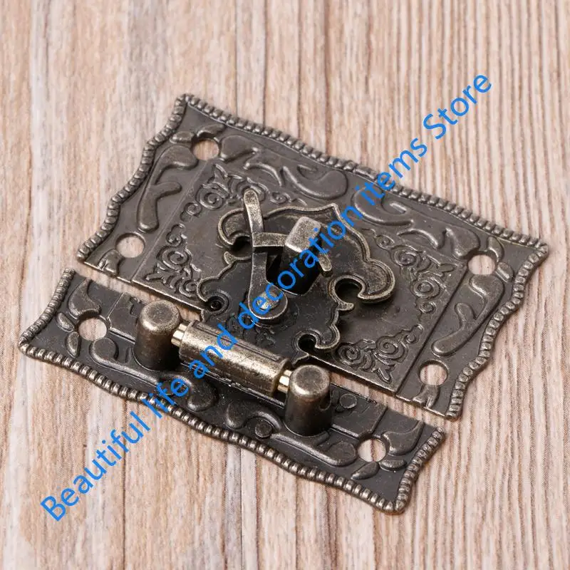 

XX9B 55mmx47mm Vintage for Latch Wooden Box Hasp Pad Chest Lock Bronze Tone