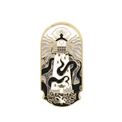 Lighthouse And Kraken Badge Octopus Tentacles Wrapped Around Lighthouse Enamel Pin Gothic Jewelry