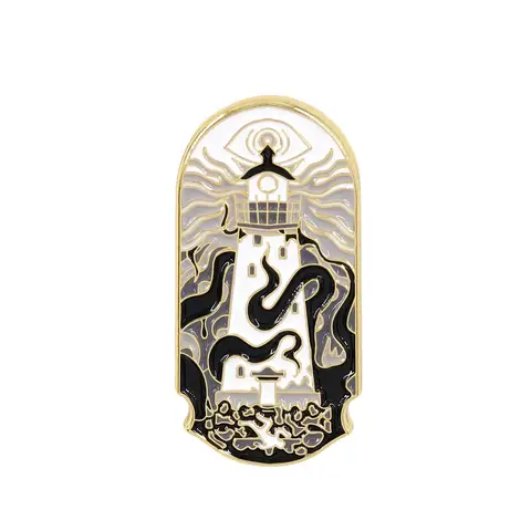 Leuchtturm und Kraken Abzeichen Oktopus Tentakel um den Leuchtturm Emaille Pin Gothic Schmuck umwickelt