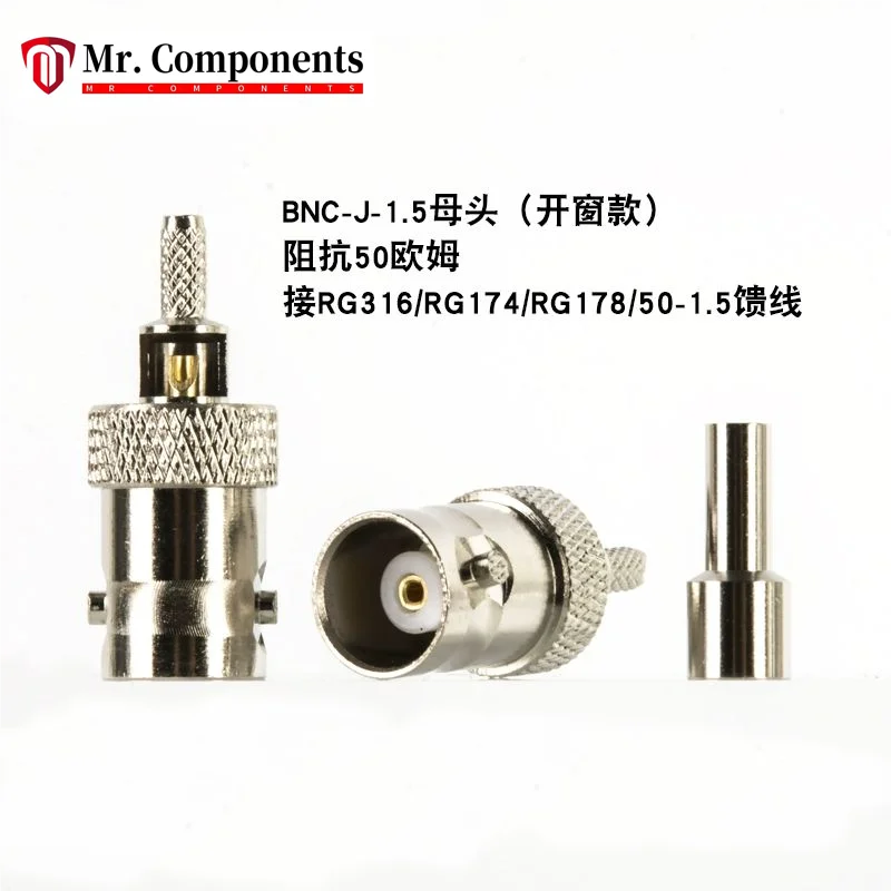 2 قطعة النحاس النقي RF موصل BNC-J-1.5 نافذة موصل Q9 أنثى العقص 50-1.5RG316 سلك جديد في المخزون