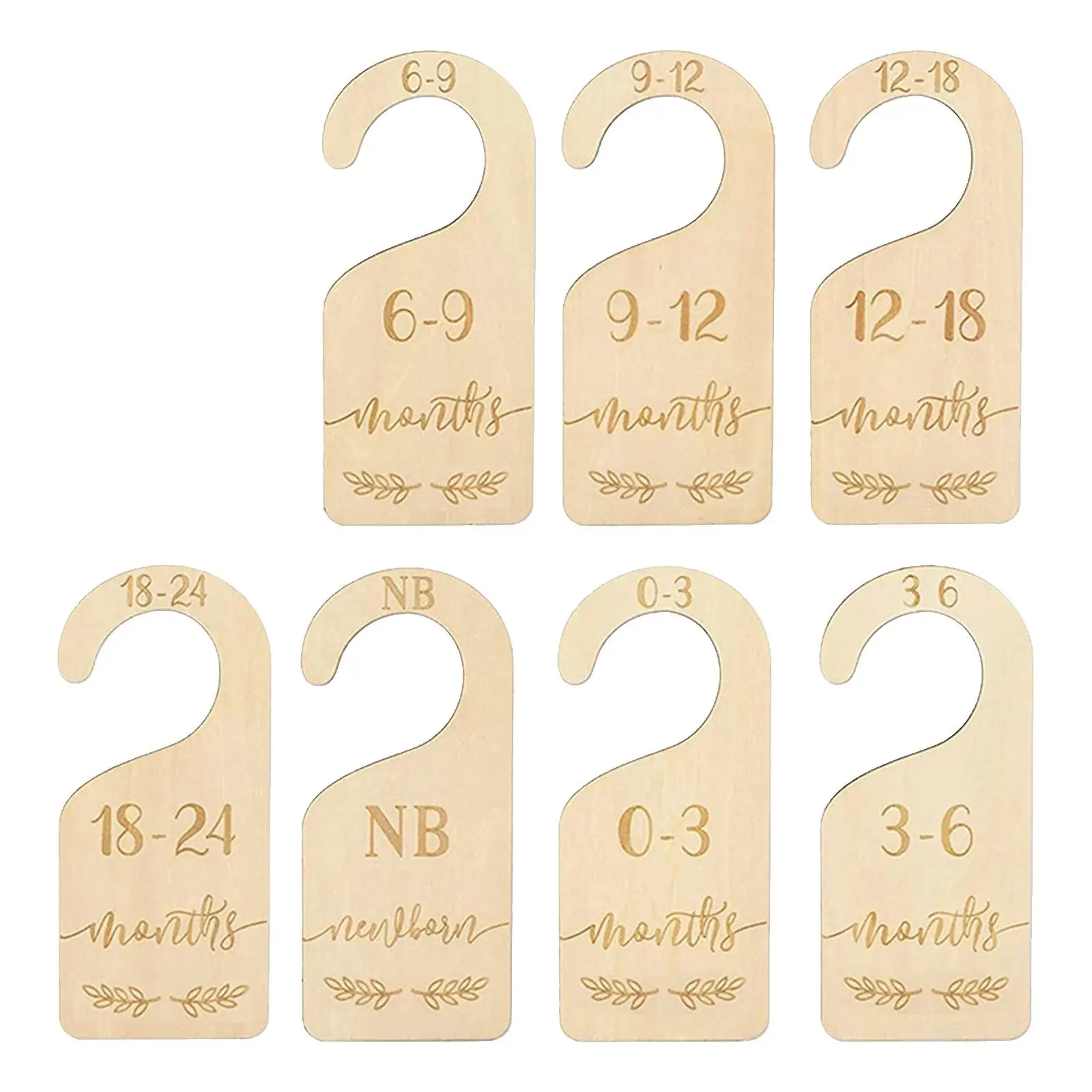 7x Newborn Closet Dividers Nursery Clothes Organizers Closet Baby Size Dividers for Baby