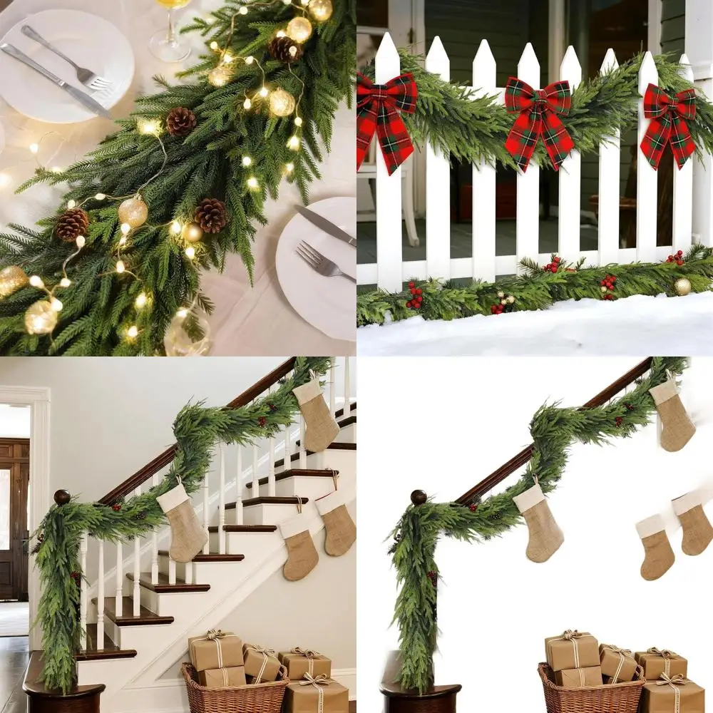 

Рождественская гирлянда из искусственной сосны Norfolk, 16 футов, для камина, стола, лестницы, мантии, окна, внутреннего/наружного декора, праздничного декора