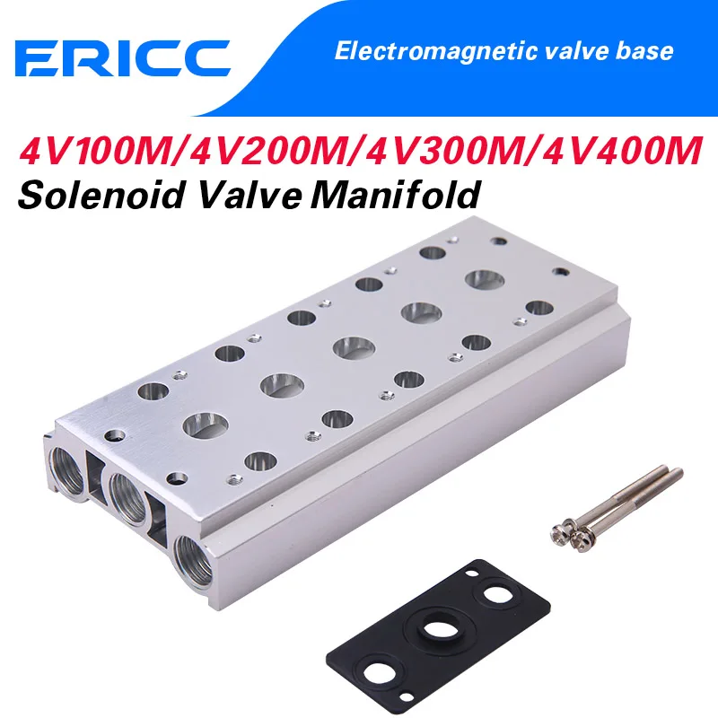 Solenoid Valve Manifold  4V100M/4V200M/4V300M/4V400M for Valves 4V110-06 4V210-06 4V220-08 4V320-08 4V230-08 4V410-15 4V310-10