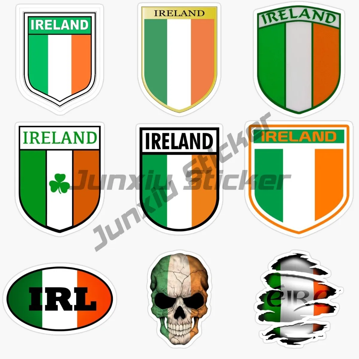 Irish Shield Flag Emblem Car Stickers Vinyl Self Adhesive Flowers Suitable for Motorcycle Helmets Car Bicycle Decoration Sticker