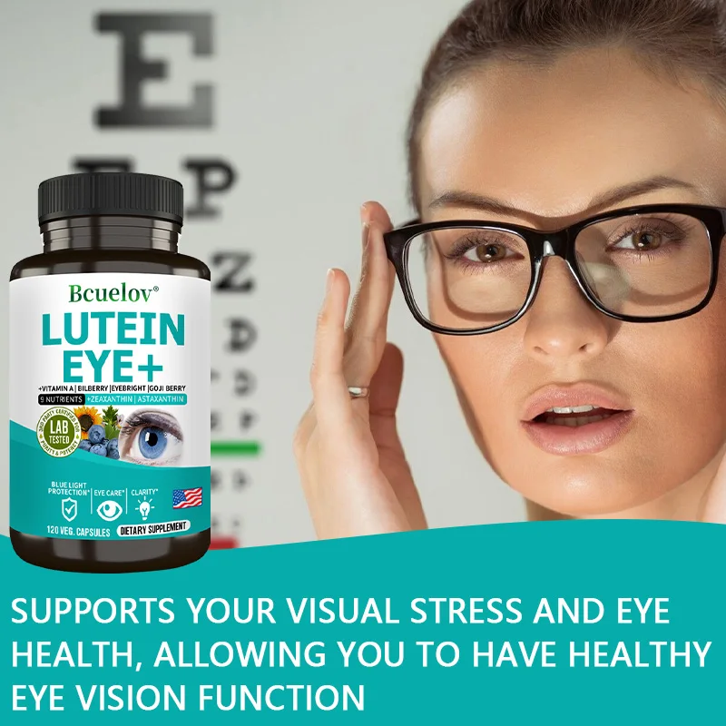 Augenvitamine-Ergänzungsmittel, Lutein 40 mg, Zeaxanthin 8 mg, unterstützt die Belastung der Augen, gesunde Augen und Sehkraft, 120 vegane Kapseln, gentechnikfrei