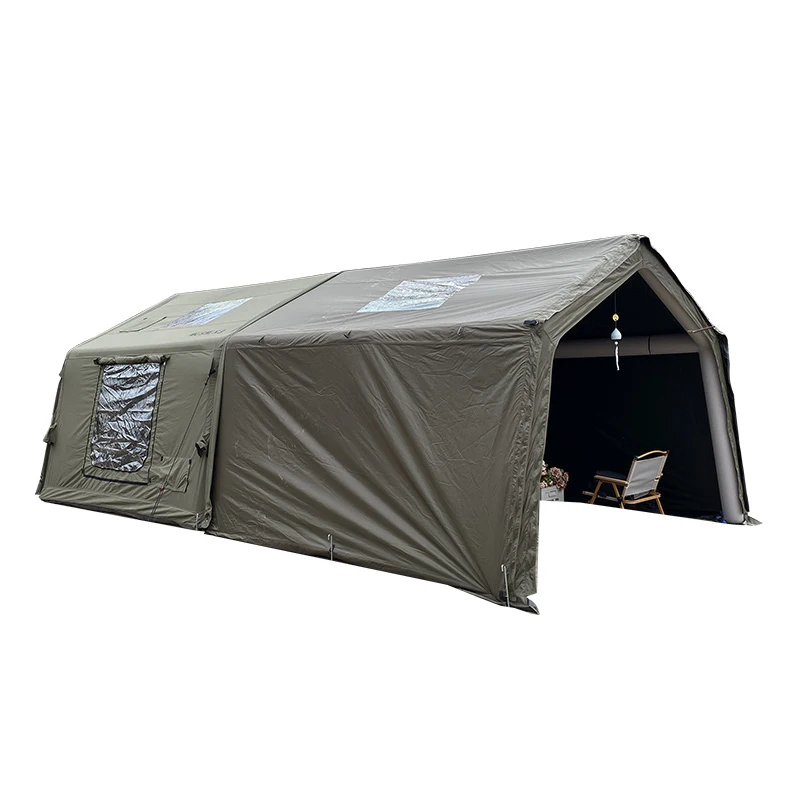 

Luxury large space 9 + 9.5 square meters waterproof outdoor inflatable tent durable pvc cotton family portable