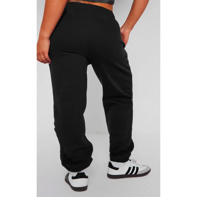 2025 سراويل أنيقة عادية الخصر مستقيمة الساق للنساء مرونة الخصر التخسيس الصلبة الأسود مكتب السراويل اليومية #4