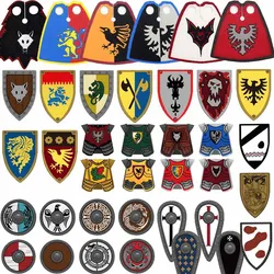 Medieval Castle Soldier Figure Equipment Building Blocks Lion Black Eagle Knight Waffen Accessories Shield Vest Cloak Brick Toys