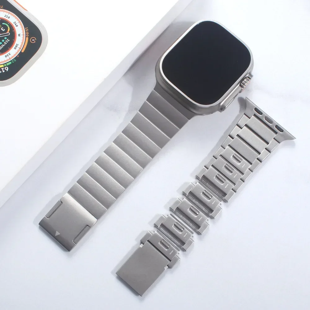 Pulseira de ligação de metal para apple watch band ultra2 49mm 10 46mm pulseira de fivela magnética para iwatch 9 8 7 45mm 6 5 4 se 44mm