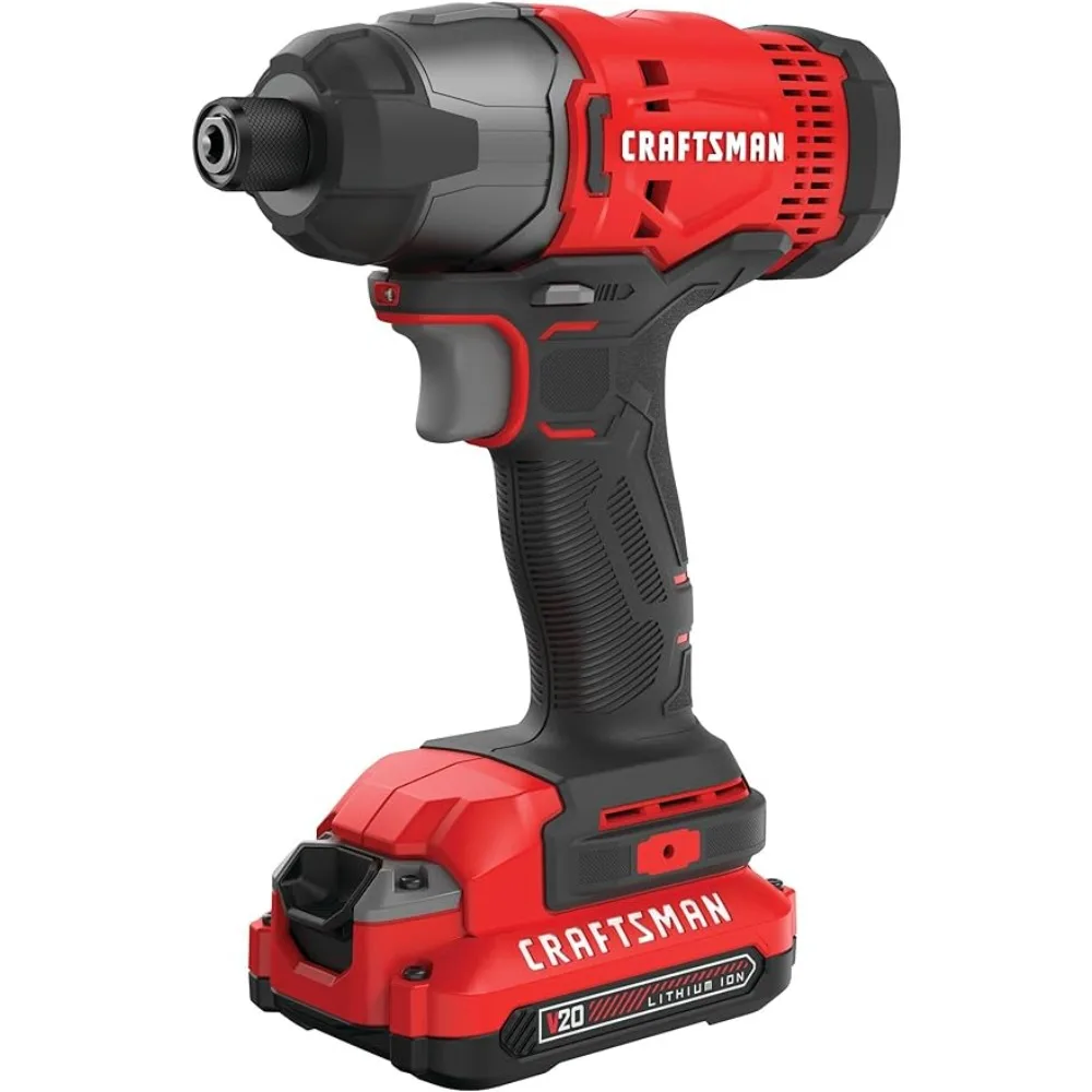 

CRAFTSMAN 20V MAX Impact Driver Kit, 1/4 дюйма, 2800 об/мин, светодиодный Work, аккумулятор и зарядное устройство (CMCF800C1)