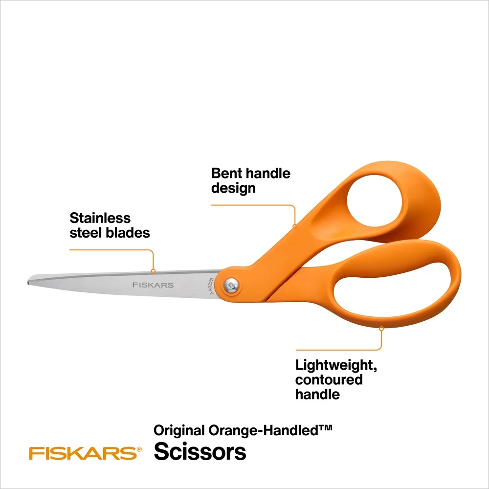 Original Orange Handled Scissors Adults High Grade Stainless Steel Blades Precision Cutting Ergonomic Design Arts and Crafts