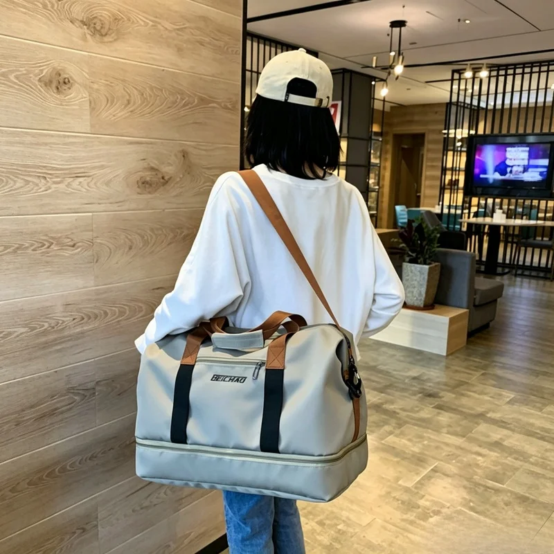 Portable Travel Gym Duffle Bag, Short Distance Weekender Carry On Bag, Shoulder Crossbody Chest Handbag for Fitness