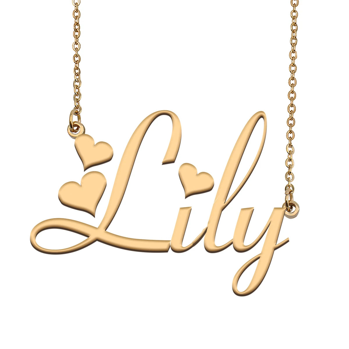 Lily Name Necklace Personalised Women Choker Stainless Steel Gold Plated Alphabet Letter Pendant Jewelry for Best Friends Gift