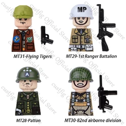 WW2 US Navy Military Airborne Field Corps Soldier Figures Building Blocks Army Flying Tigers Infantry Gun Weapon Bricks Kids Toy