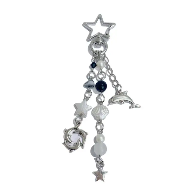 موضة دولفين شل ستار المفاتيح النسخة الكورية الخرز كيرينغ مفتاح السيارة حامل ظهره قلادة حقيبة اكسسوارات الديكور