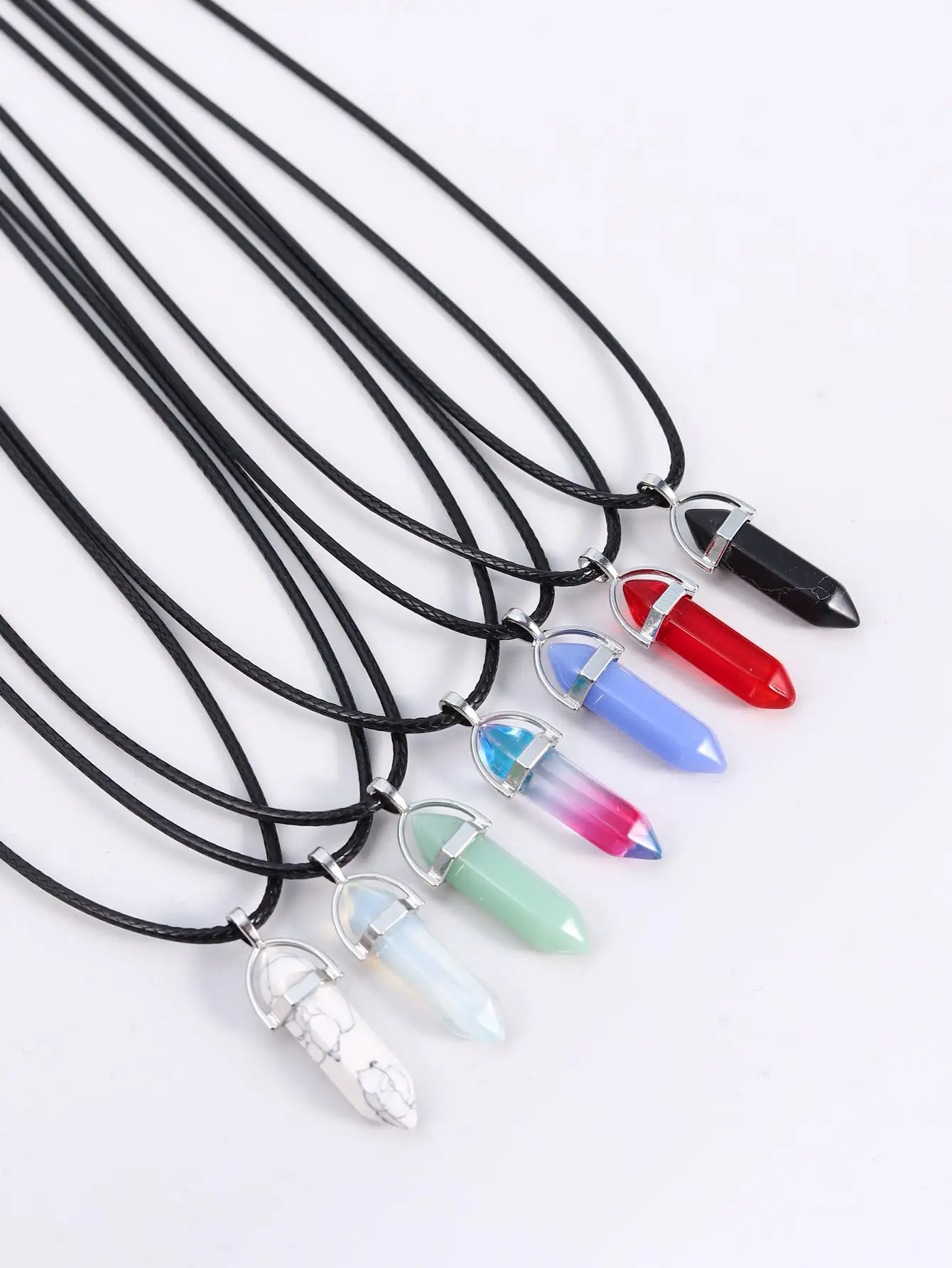 7PCS/A Set of Fashion Simple Crystal Hexagonal Column Necklaces, Healing Crystals, Women's Necklaces, and Men's Necklace image 4