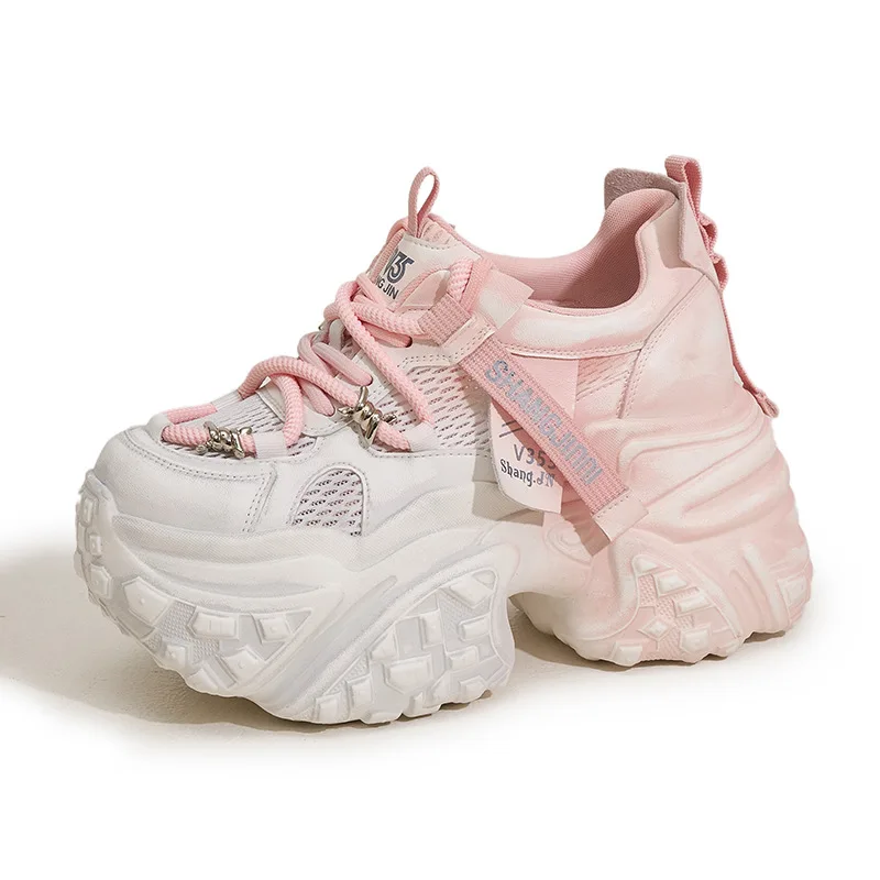 

Женская обувь 9 см, разноцветные женские массивные кроссовки для отдыха, летняя спортивная обувь из синтетической кожи с дышащей сеткой, популярная