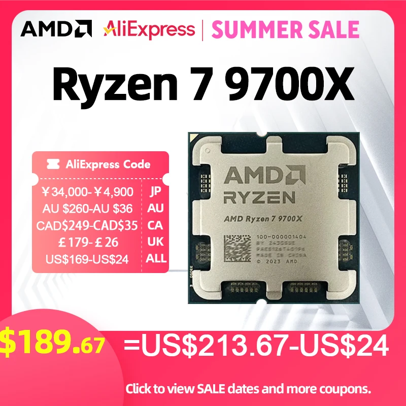 AMD Ryzen 7 9700X AMD R7 9700X CPU 8-Core 16-Thread 5.5GHz Unlocked Desktop Processor Sock