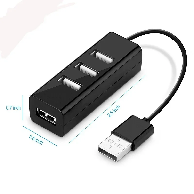 USB 2.0 High Speed 4-port Splitter Hub Adapter For PC Computers USB Plug And Play For Laptops And Tablets