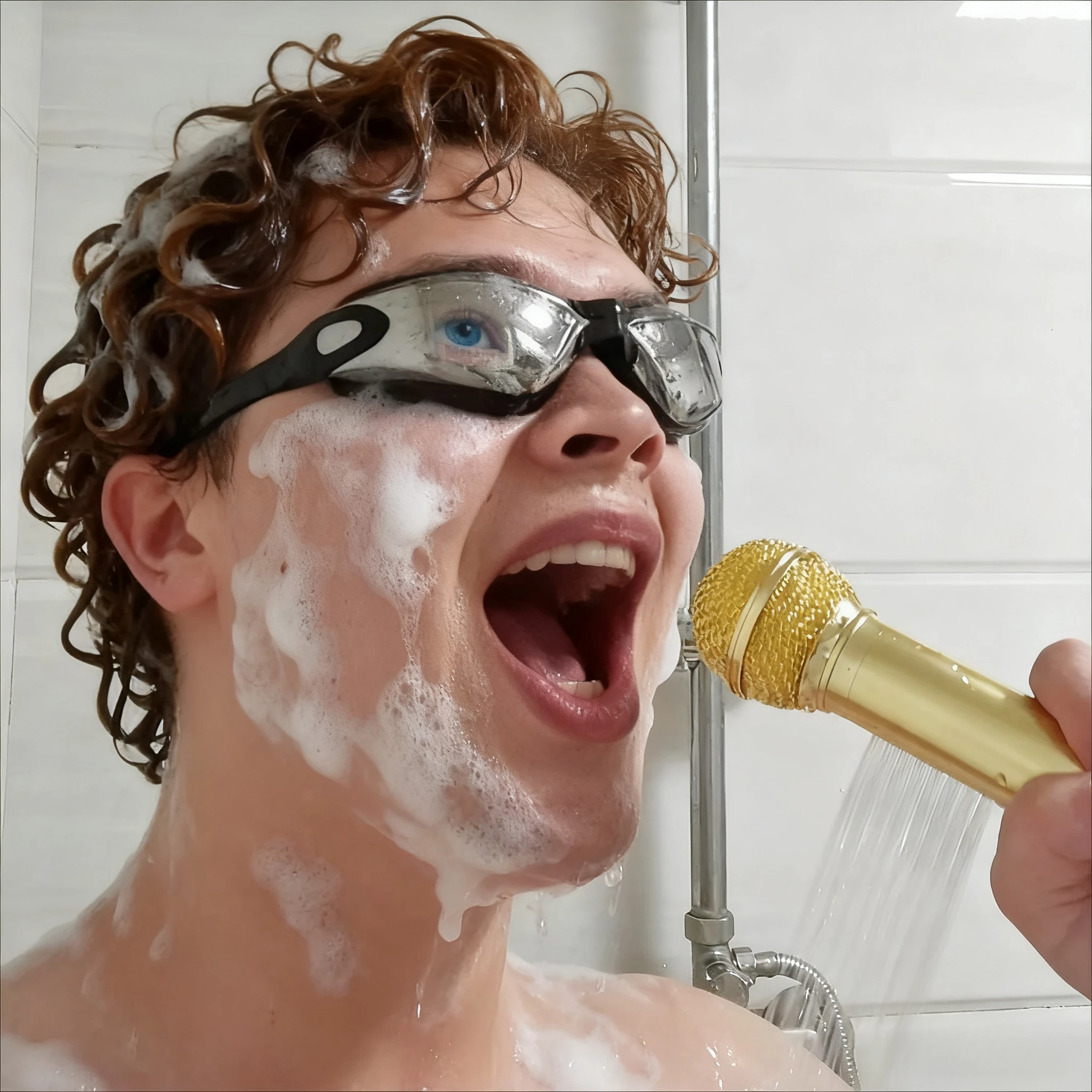 Bathroom Singing Shower Head Microphone - Handheld Aluminum Shower Mic, Creative Singing King Bath Accessory