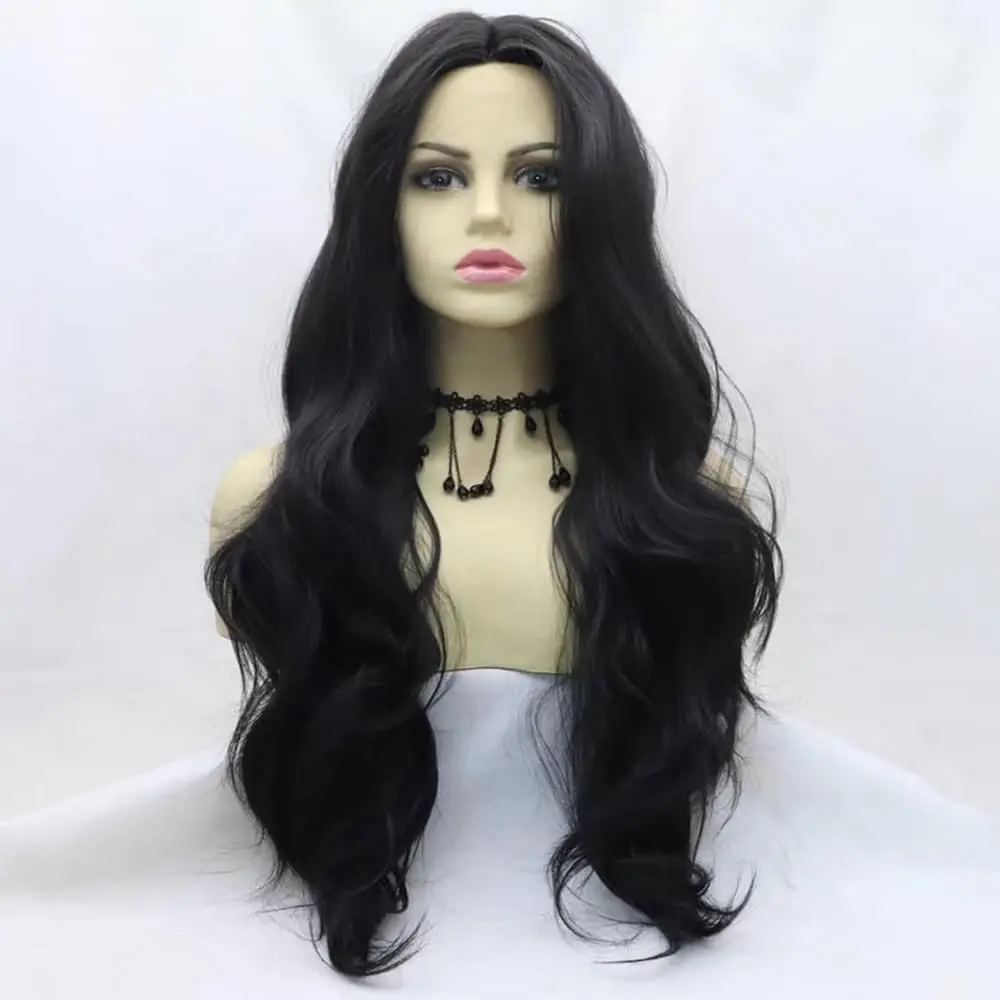 

Sylvia Wigs Black Wigs Synthetic Black Lace Front Wigs Long Wavy Wigs Heat Resistant Fiber Hair Wigs