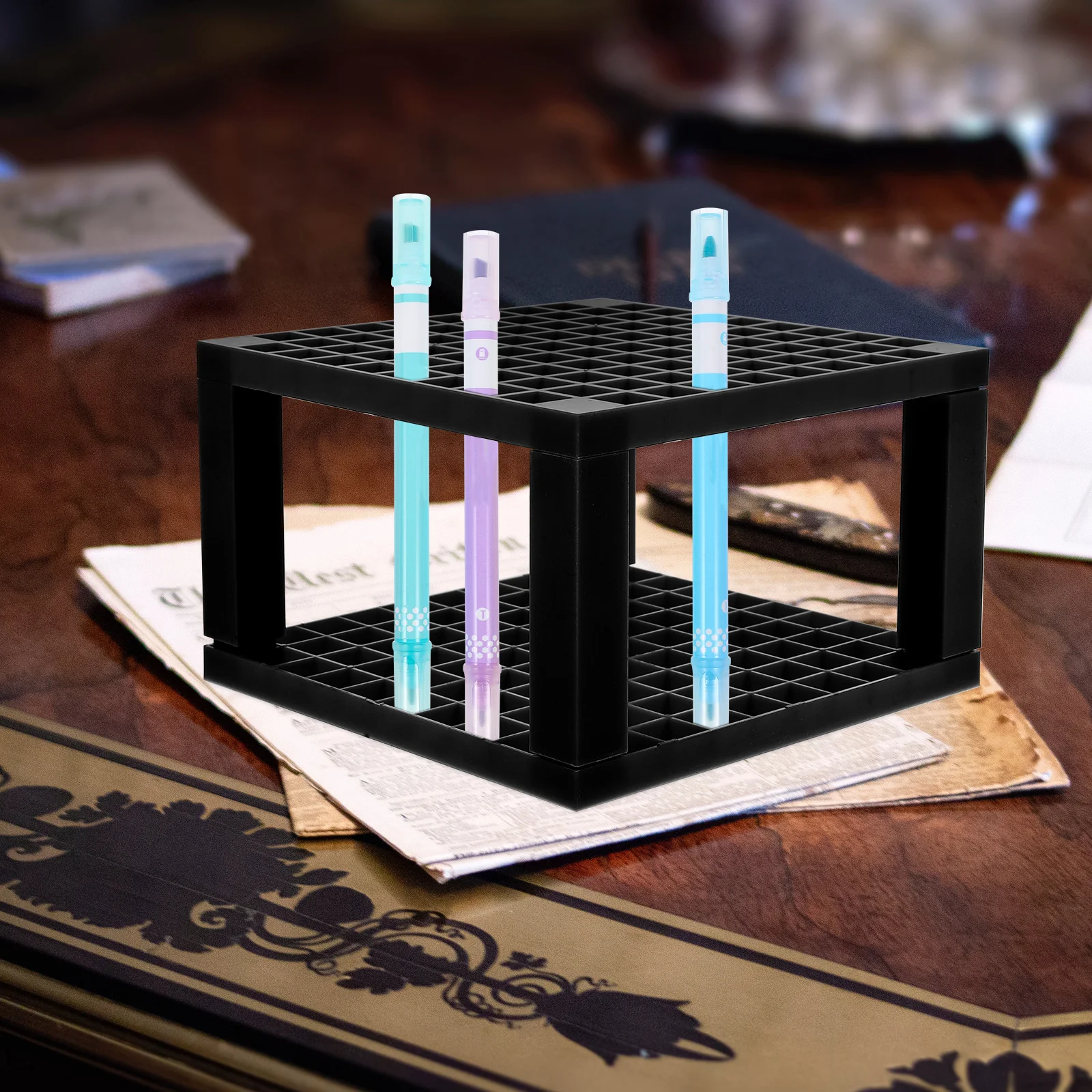

Pen Holder for Desk Penholder Marker Organizer Paint Brush Black Pp Colored Office
