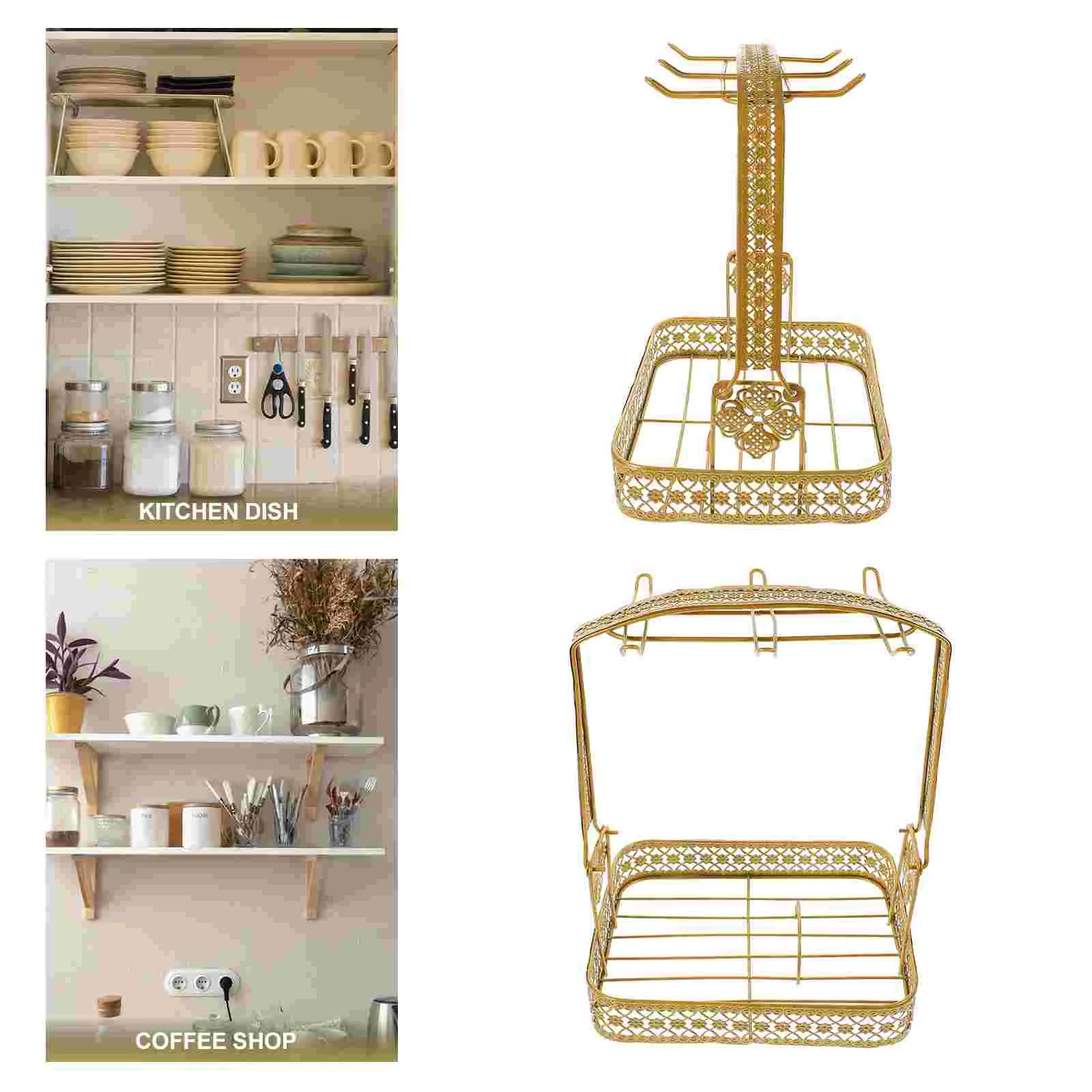 Coffee Cup Holder Storage Stand Display Box Mug Plate Shelf Iron Tea Saucer Holders Metal Organizer For Cabinet