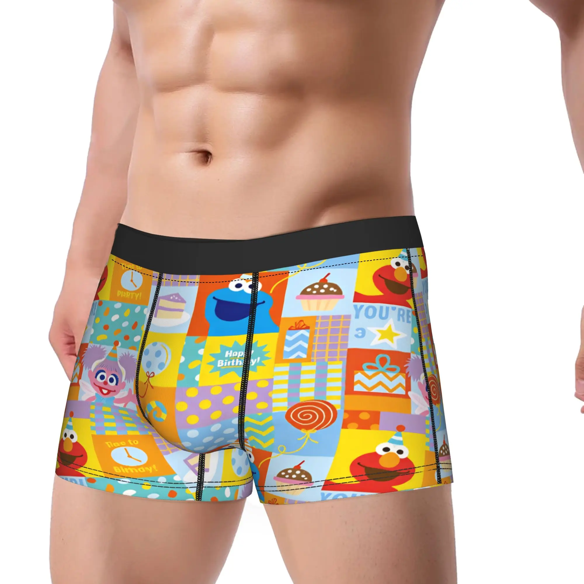 Sesames Streets Underwear  Custom Boxer Shorts High Quality Man Underpants Breathable Boxer Brief Birthday Gift