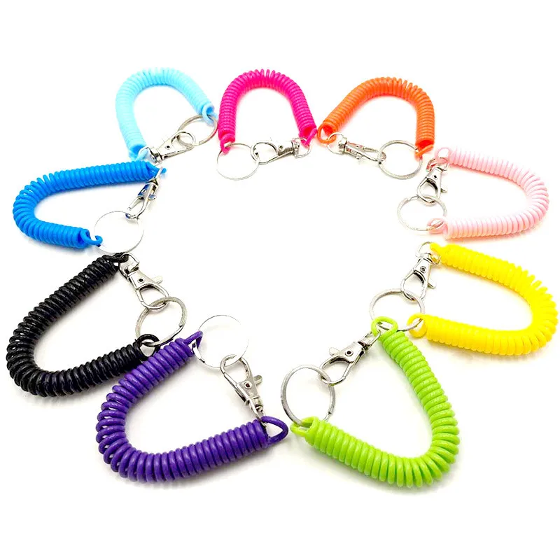 Lobster Clasp Clip Hook Spring Lanyard Spring Stretchy Coil Keyring Phone Spring Keychain Pendant Anti-lost INS Swivel Creative