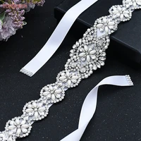 TOPQUEEN-cinturones de novia brillantes para mujer, joyería de boda, diamantes de imitación de plata, perlas de cristal, brillante, fiesta, vestido Formal, faja de diamantes, S161