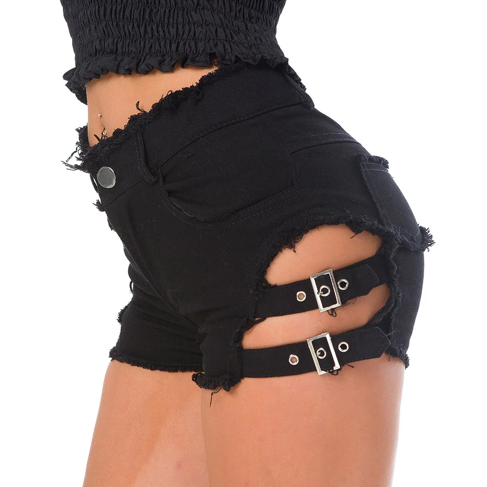 New Summer Sexy Nightclub Night Club Women's High-Waisted Denim Shorts And Lettered Jeans with Holes Make You Look Slimmer