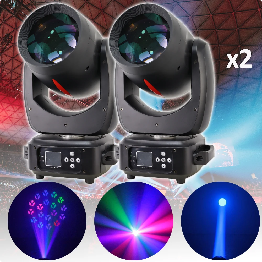 

2Pcs/Lot 250W Lyre LED Moving Head Beam Spot Wash Lighting Moving Head Light with 18facet Prism For Stage Party DJ Disco Lights