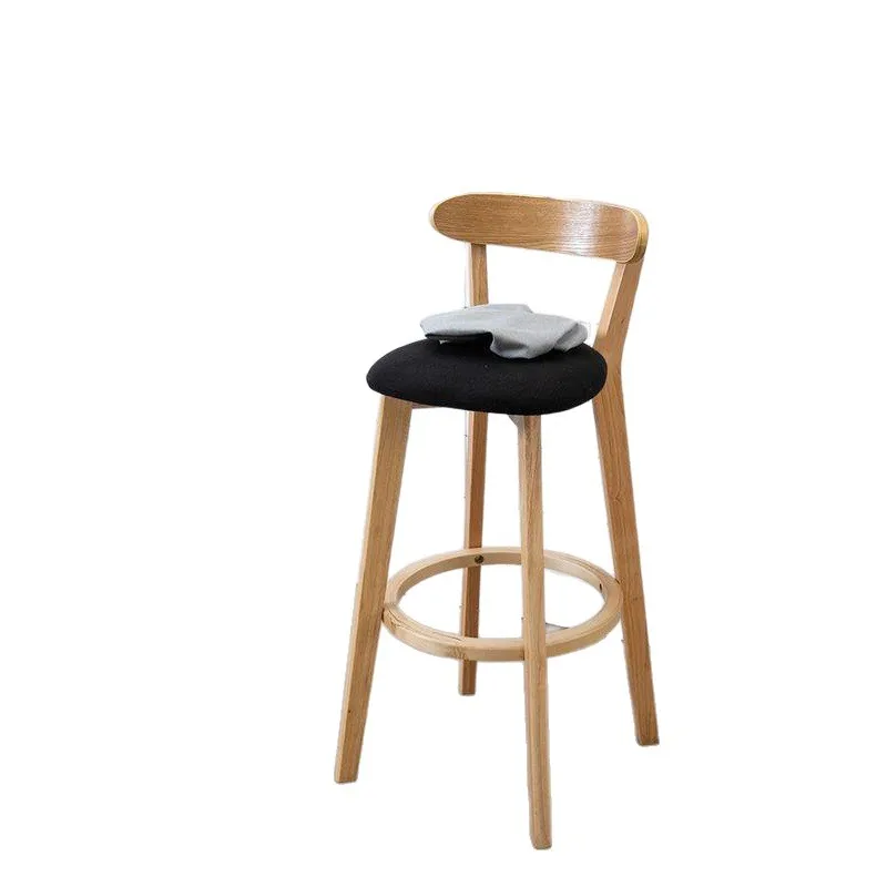 Bar chair Nordic solid wood simple bar stool vintage american front desk restaurant high stool home backrest bar chair