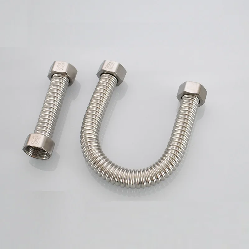 

304 Stainless Steel Explosion-proof Corrugated Pipe G3/4 X G3/4 Water Inlet Hose Double Inner Wire Connecting Tube DN20 Hose