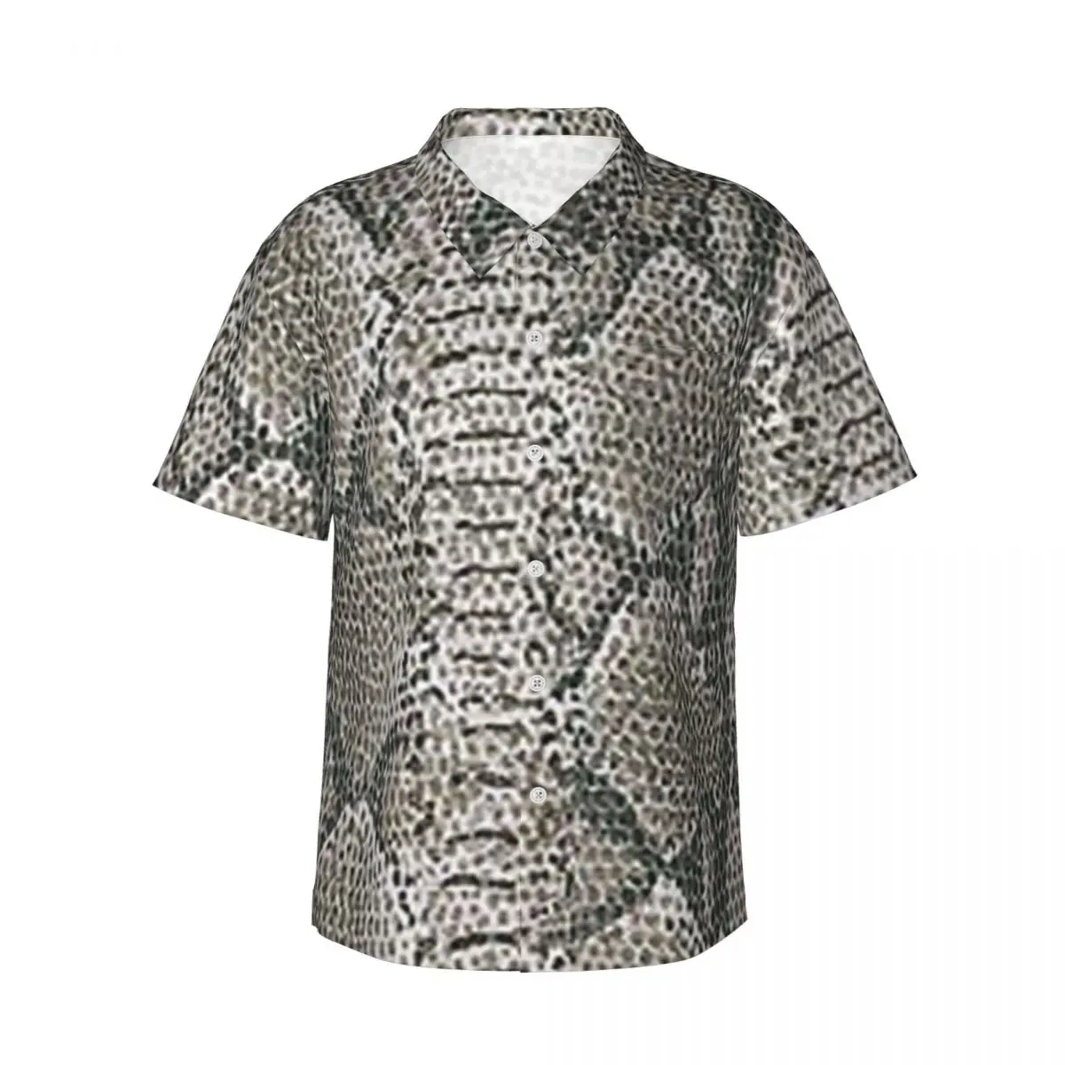 Snakeskin Print Beach Shirt Male Rattlesnake Skin Casual Shirts Summer Short-Sleeve Trendy Oversized Blouses Birthday Gift