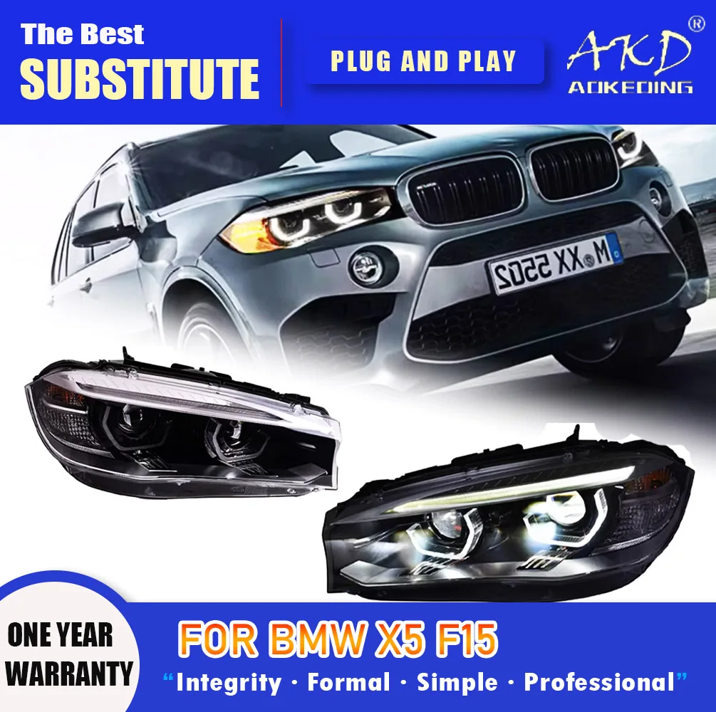 

AKD Head Lamp for BMW X5 X6 F15 F16 LED Headlight 2014-2018 Headlights F15 F16 F85 DRL Turn Signal High Beam Angel Eye Projector