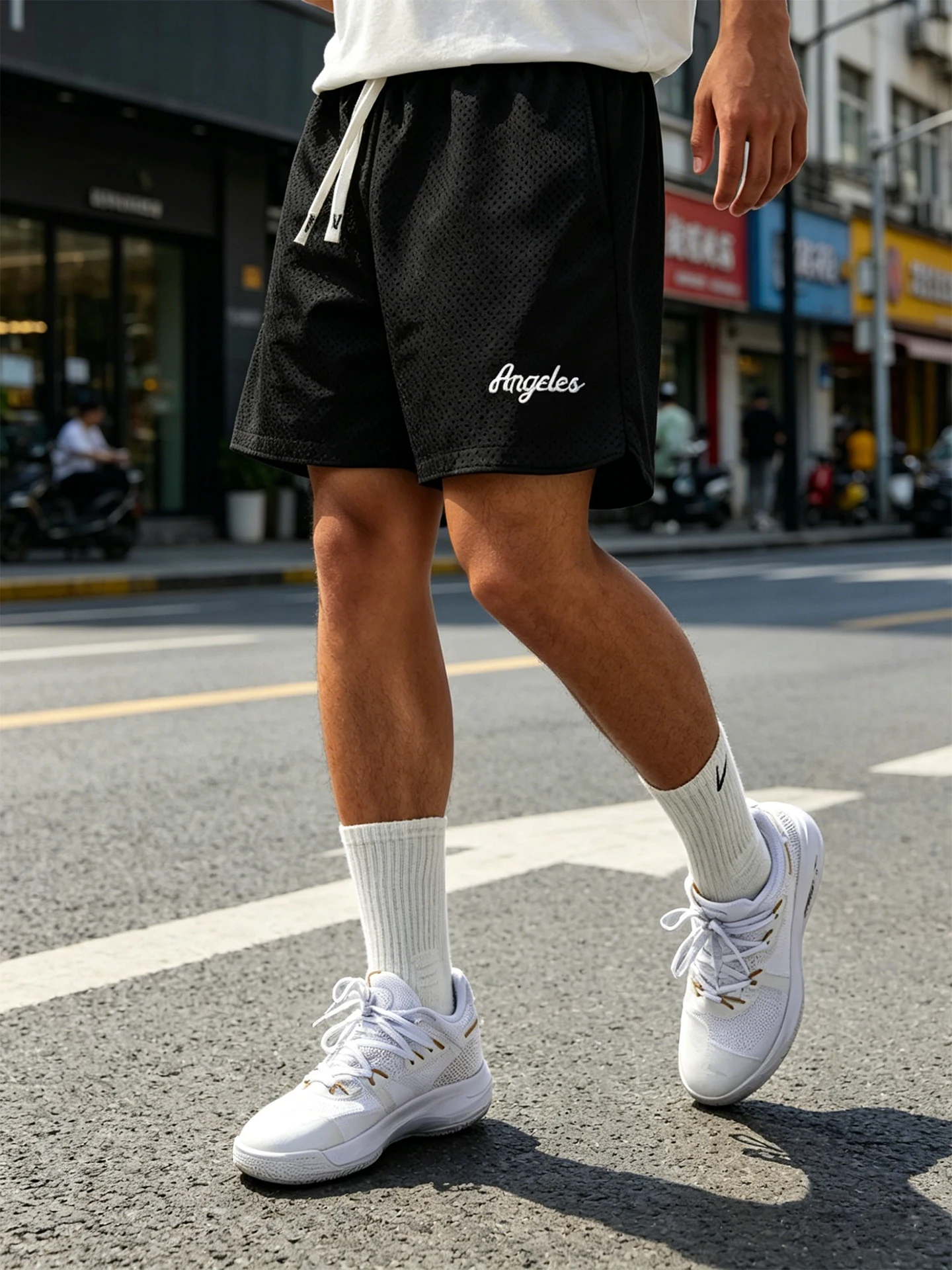 Men's Summer American Basketball Sport Shorts Loose Mesh Four-Quarter Running Fitness Pants Breathable Sportswear Casual