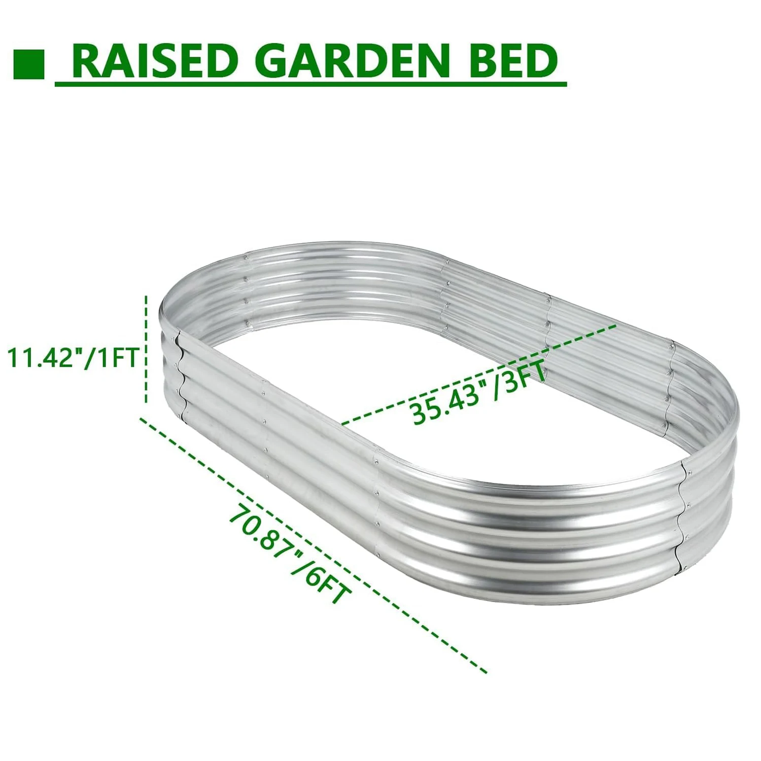 6x3x1 FT Raised Beds for Galvanized, Metal Planter Boxes Outdoor for Vegetables, Flowers, Herbs and Succulents