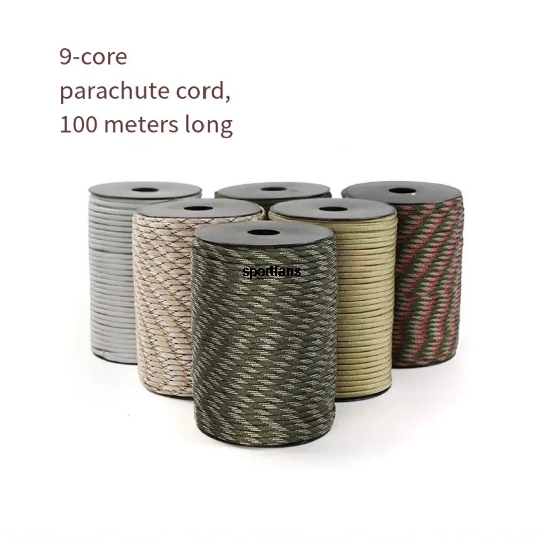 

Тактический паракорд Sportfans 9-жильный, 4 мм, 650 фунтов, 100 м, для выживания на природе, кемпинга, походов, плетения, экстренных ситуаций