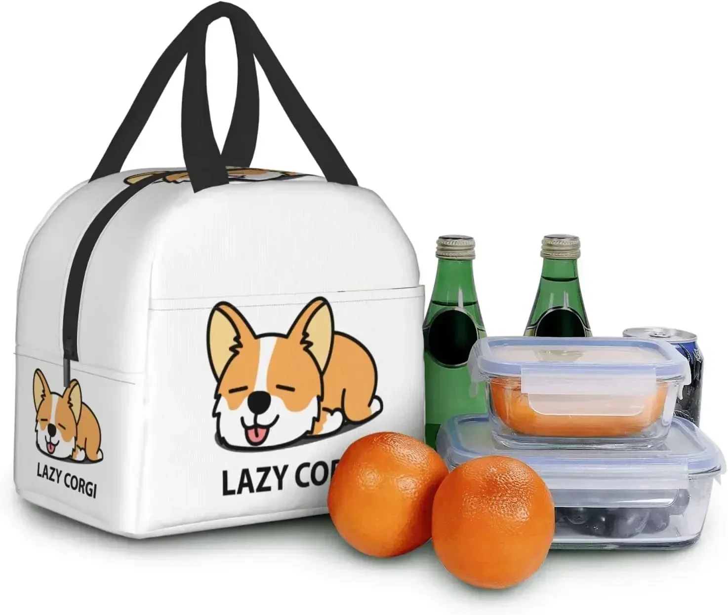 

Box Insulated Bento Box Reusable Waterproof Lunch Bag with Front Pocket for School Office Picnic