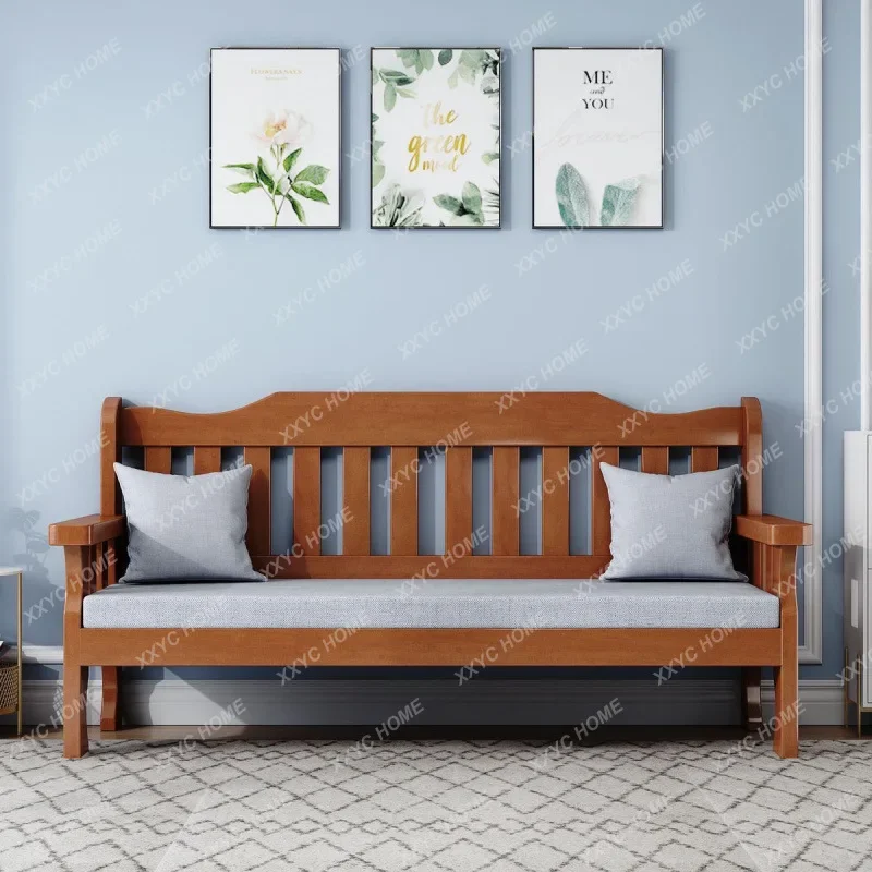 YYSolid wood bench combination sofa small apartment simple leisure living room retro balcony new Chinese style office wooden sof