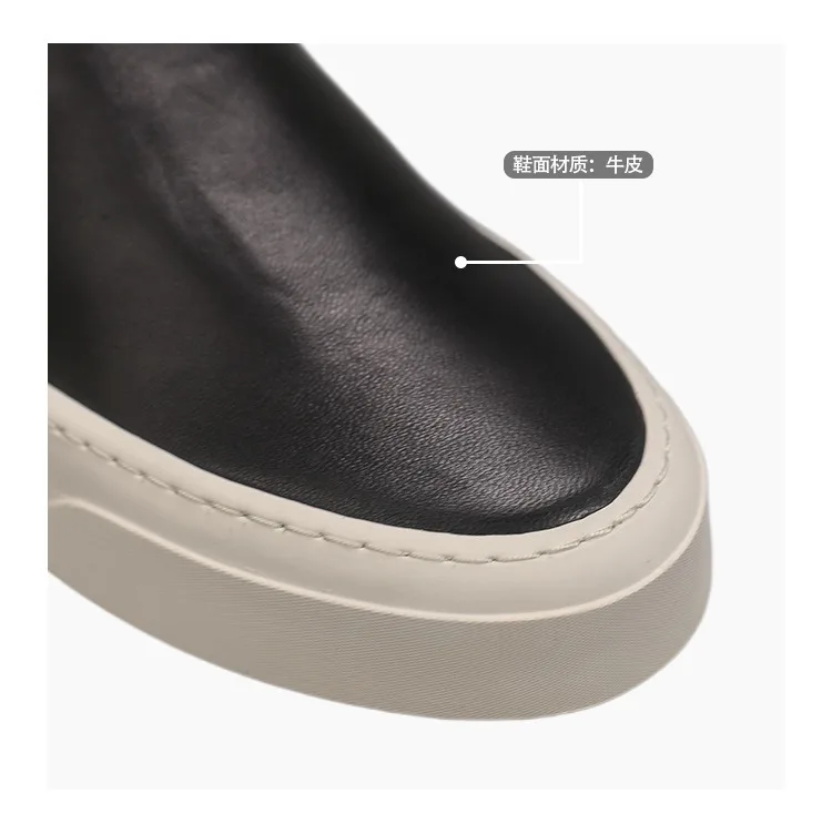 2024 Minimalist The Low Profile Luxury Row Genuine Leather Casual Women\'s Shoes with Thick Sole One Step Plain Panel Shoes