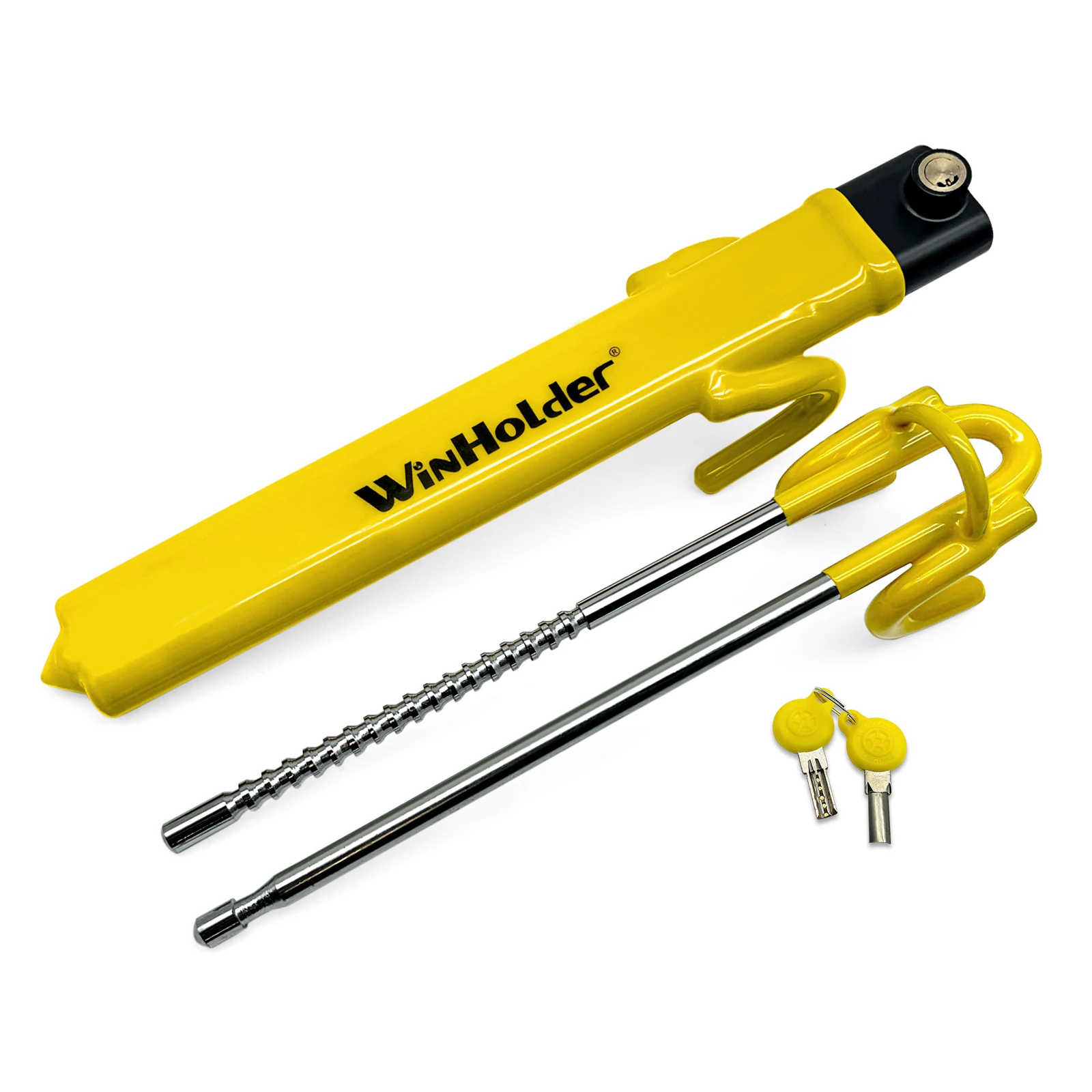 قفل عجلة القيادة العالمي لشاحنات السيارات، خطاف مزدوج مضاد للسرقة - مفتاحين