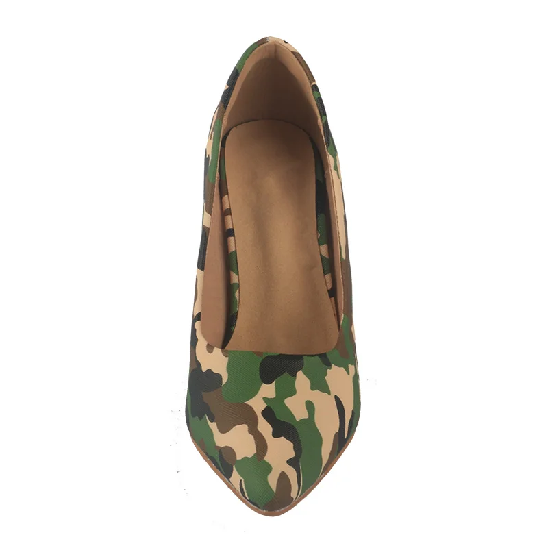 ハイヒール ポインテッドトゥ 迷彩柄 ダンスシューズ 11CM ラバーソール ダンスヒール アウトドア ダンスシューズ スリッポン
