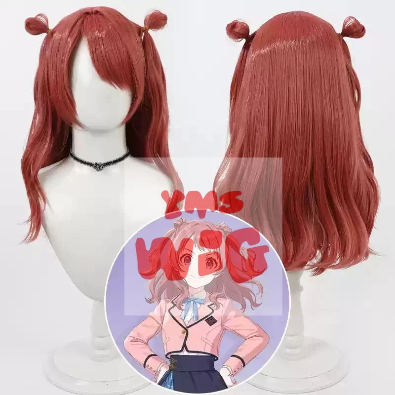 Two Types Gakuen iDOLM@STER Fighting My Way Hanami Saki Cosplay Wig Long Heat Resistant Synthetic Hair Halloween Party