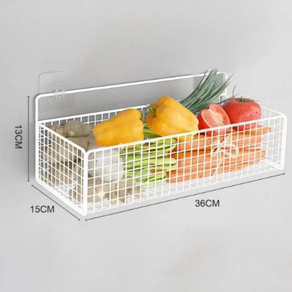 Organization Storage Basket Kitchen Books Fruits Home 1set Boxes Holder Wall Mounted White Black Durable Practical