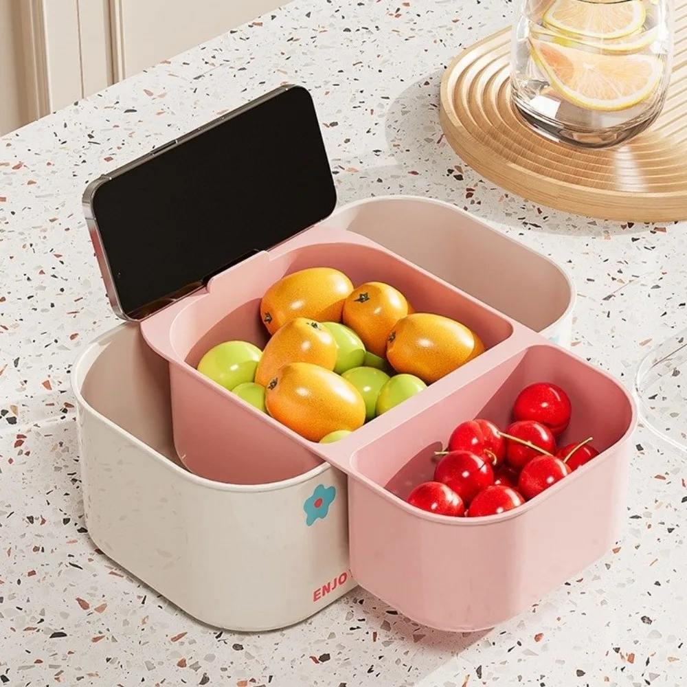 

Practical Double-Layered Fruit Storage Box Space-Saving Stackable Draining Basket Thickened Plastic Fruit Plate Snack Storage