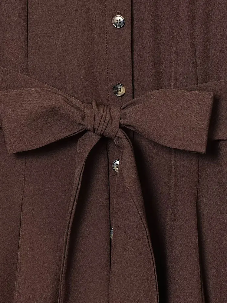 NLZGMSJ Fashion Women Casual Shirt Dress 2025 Autumn Long Sleeve Single Breasted A Line Midi Dress Belt Office Long Dress Y2K