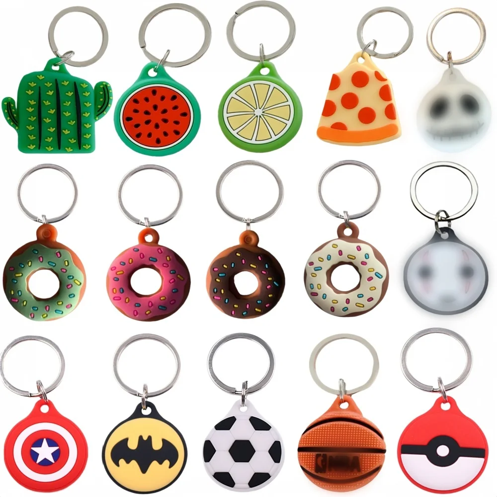 Fruits Donuts Football Pizza Portable Cartoon Protective Cover Case For Apple Airtag airtags Locator Tracker Keychain Shell
