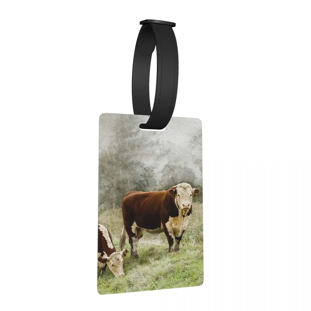 

Hereford Bull And Cow Watercolour Photograph Luggage Tags Suitcase Portable Baggage Boarding Tag Label Holder ID Name Address